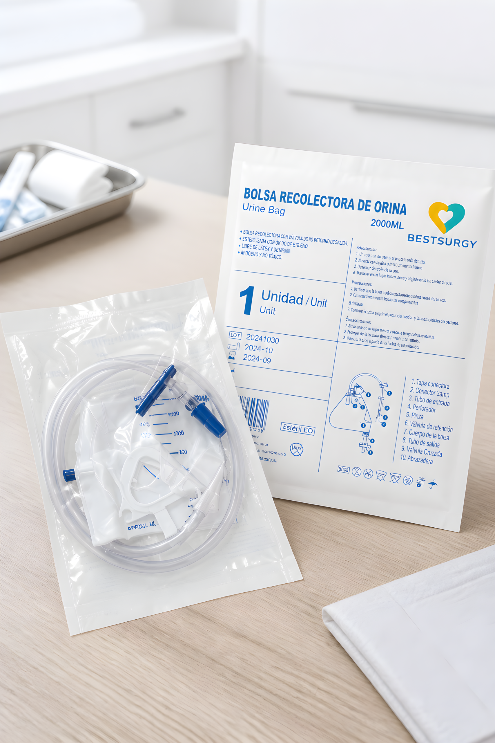Bolsa Recolectora de Orina 2000 ml con Válvula de Drenaje y Conector Universal – Bestsurgy