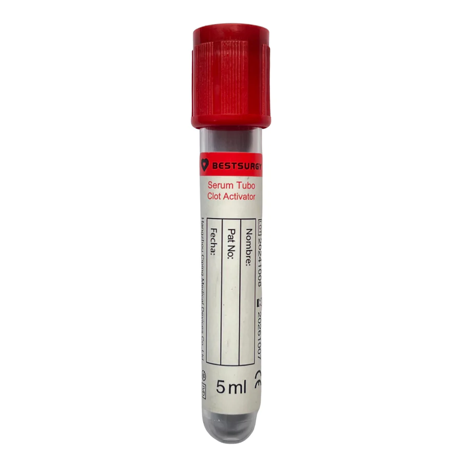 Tubo de Extracción con Activador de Coágulo 5ml Tapa Roja - Gradilla x100